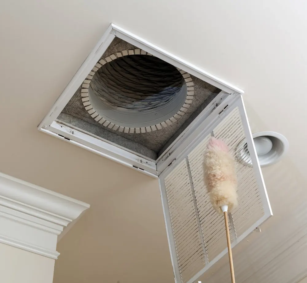 Dusting an air conditioning vent